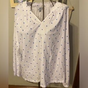 Croft & Barrow White Blouse with Blue Dots